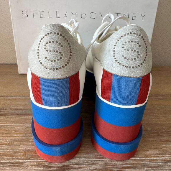 Stella McCartney Sneak Elyse Platforms, Red White and Blue, size 40.5 US10.5 NIB - Picture 10 of 15